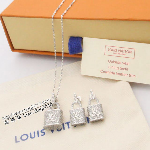 Louis Vuitton新款飾品 路易威登新款碎鑽閃耀鎖頭項鏈 LV鎖頭鎖骨鏈  zglv2168